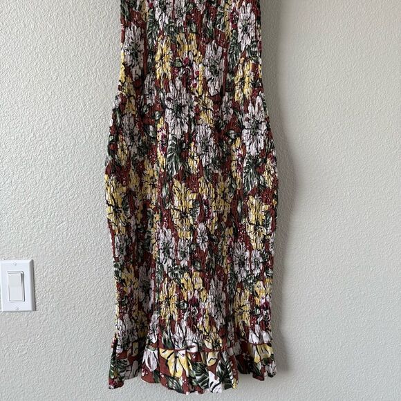Faithfull The Brand Anthropologie Maya Midi Smocked Dress Brown‎ Floral Sz 2 - Picture 12 of 13